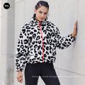 Women Autumn custom pattern warm jacket high neck full  Zip-up Jacket Trendy Collar Women Outwear